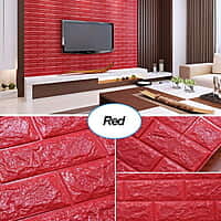 3D Brick Self Adhesive Wall Stickers (Red)