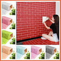 3D Brick Self Adhesive Wall Stickers (Red)