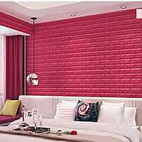 3D Brick Self Adhesive Wall Stickers (Red)