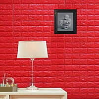 3D Brick Self Adhesive Wall Stickers (Red)